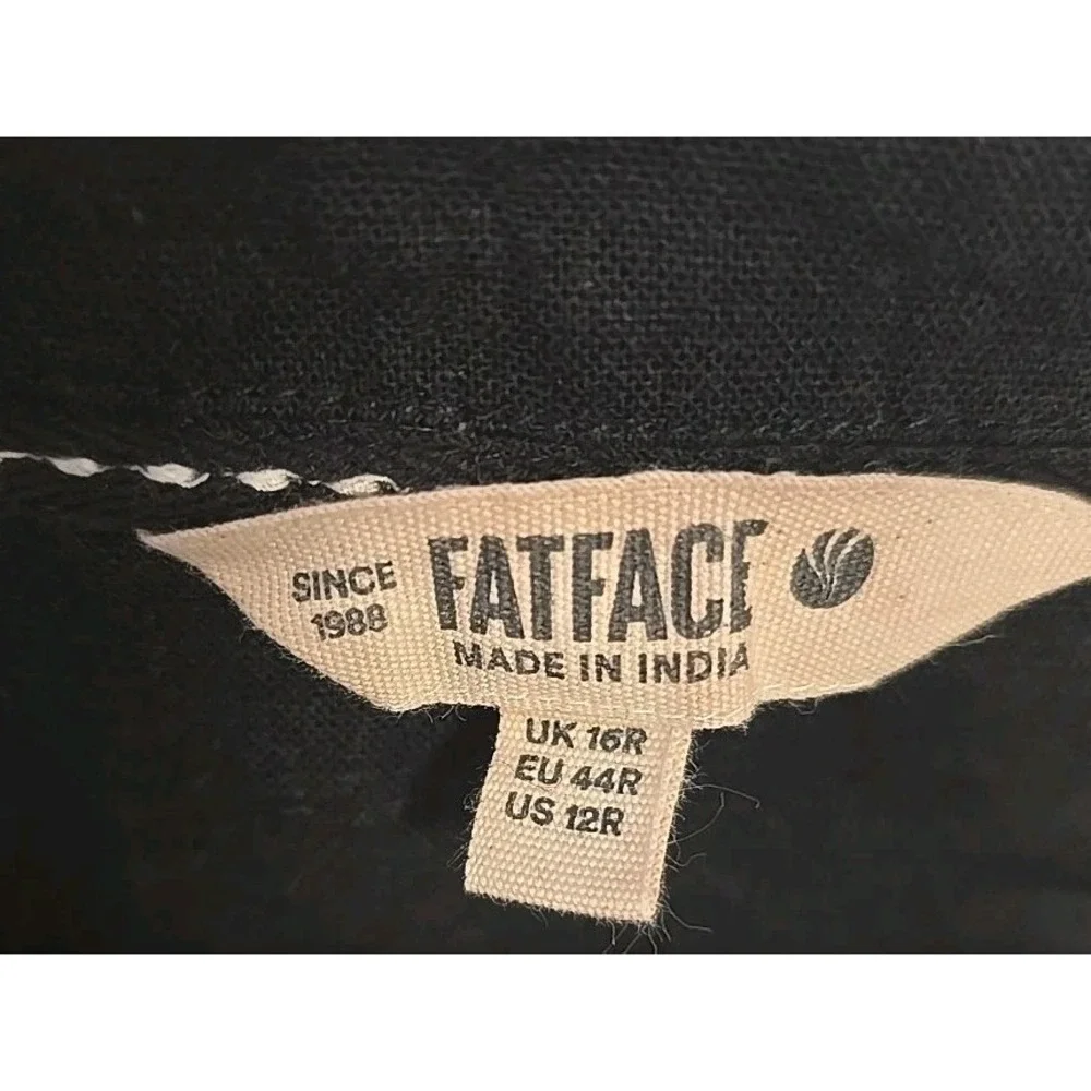 FatFace Binny Black Button Linen Dress Cottagecore L Quiet Luxury‎
